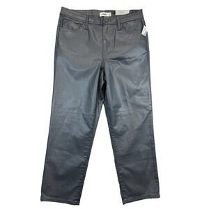 Edgely Maurices Pants Womens 14 Grey Faux Leather Ankle Jeans Slim Straight NWT